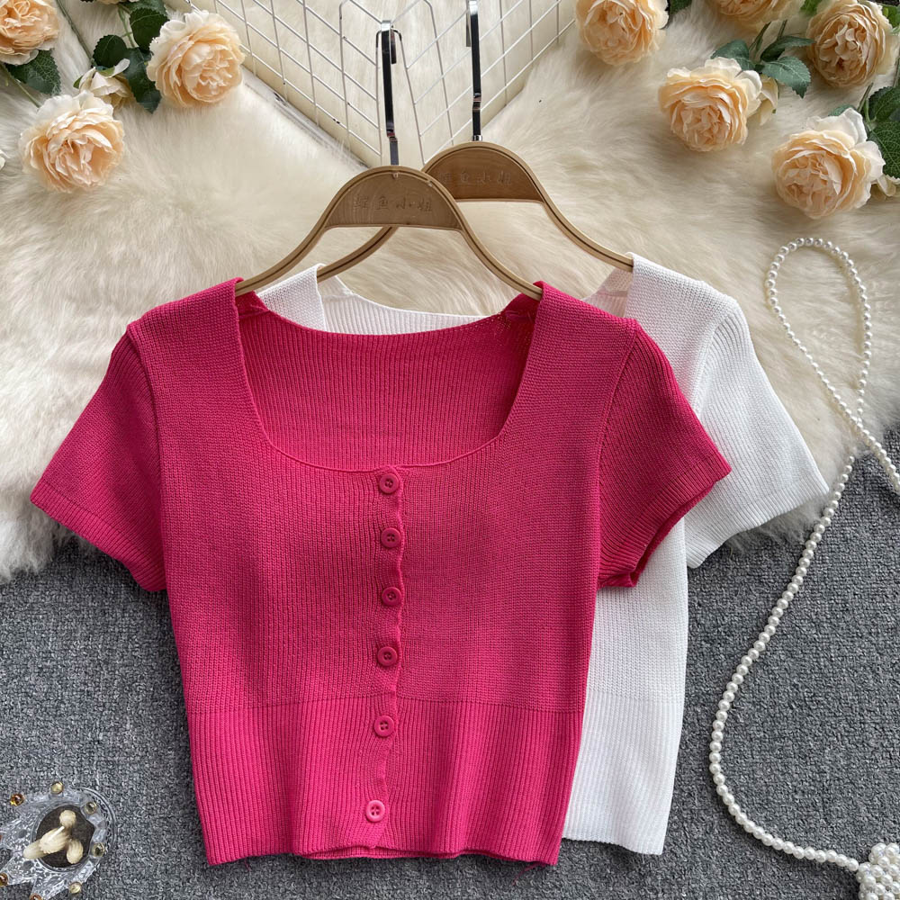 Kısa Kollu Düz Renk Esnek T-shirt