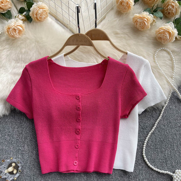 Kısa Kollu Düz Renk Esnek T-shirt