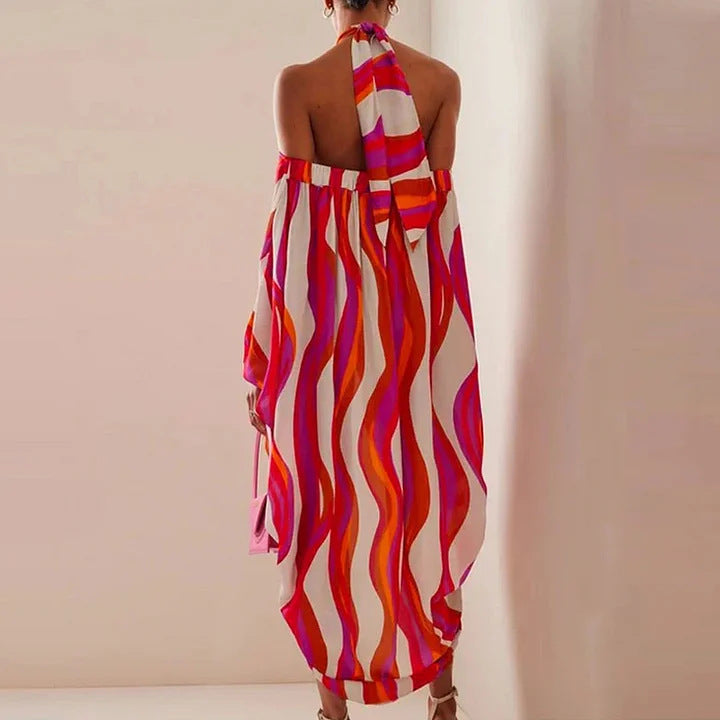 V-yaka Halter Mayo&Elbise Baskılı 2 Parça