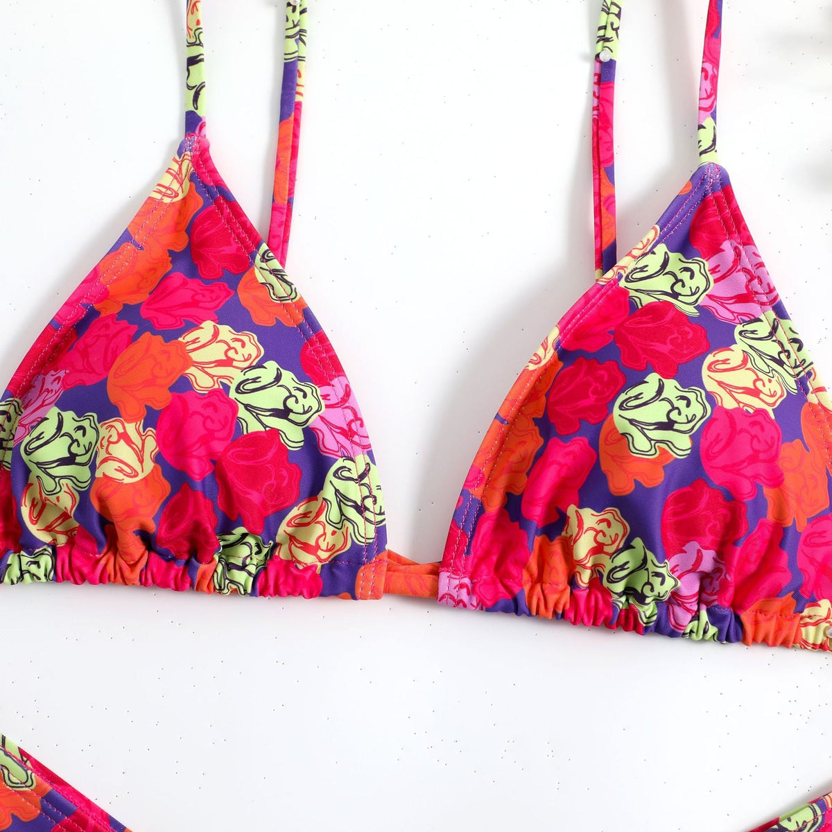 Renkli Çiçek Desenli Halter Bikini