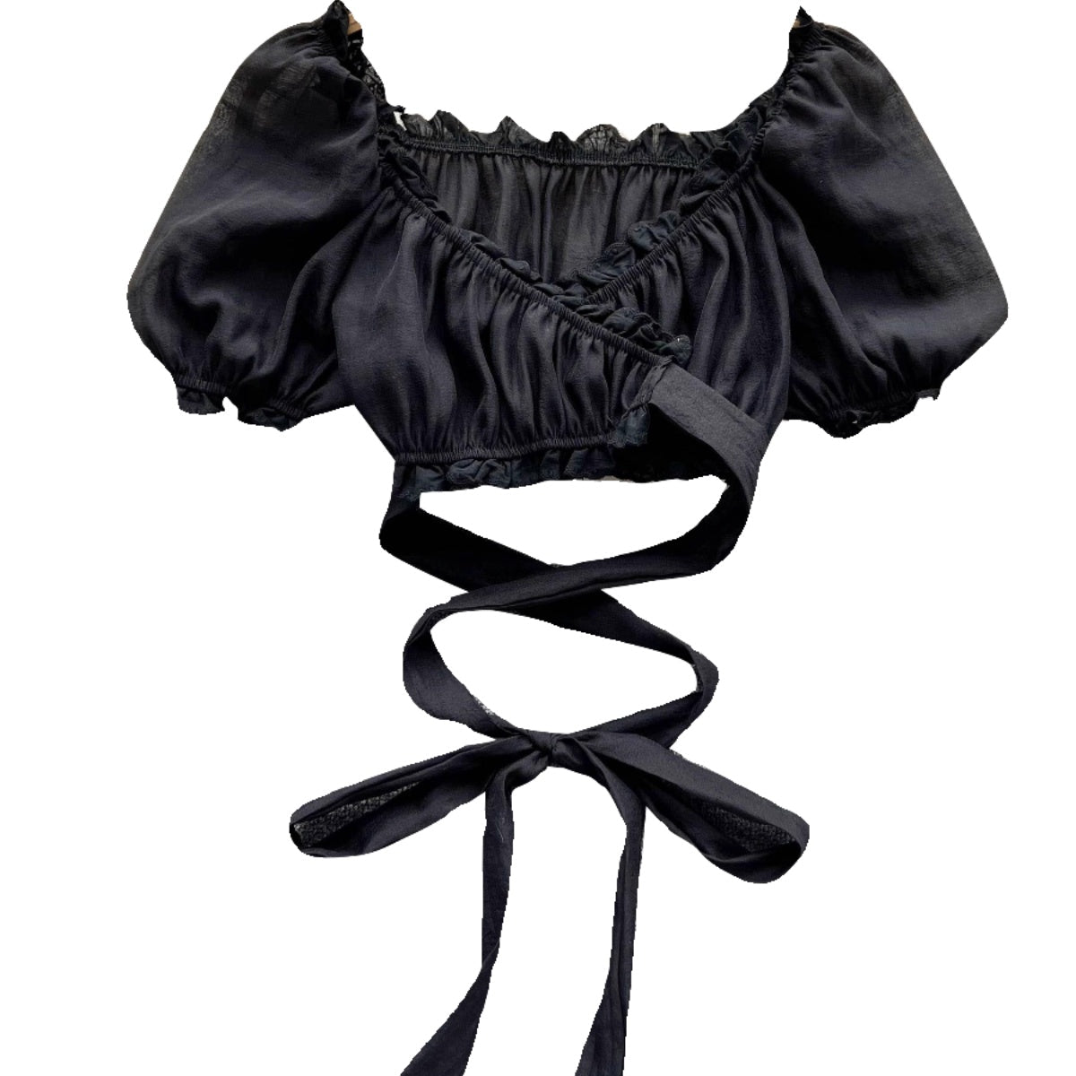 Niş Midriff Açık Ruffled Üst