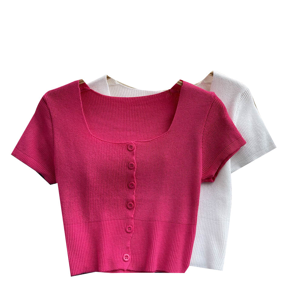 Kısa Kollu Düz Renk Esnek T-shirt