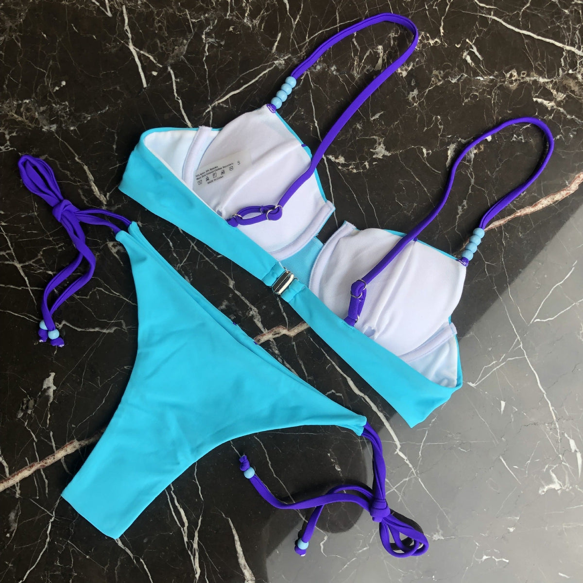 Karışık Renk Basit Tasarım İp Bikini