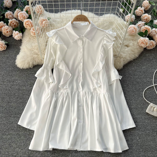 Volanlı Elbise & PU Deri Korse İki Parça Set