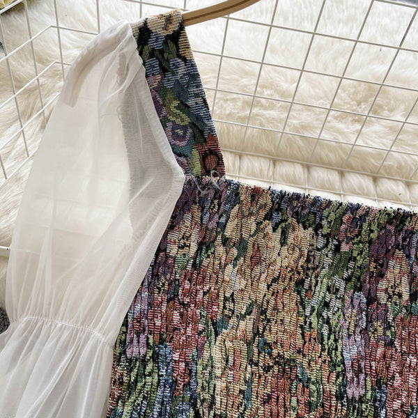 Yağlı Boya Baskılı Dantel Patchwork Üst