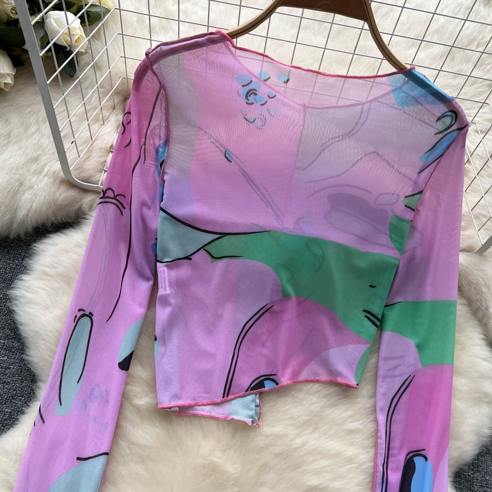 Niş Örgü Patchwork Renkli Baskılı Gömlek