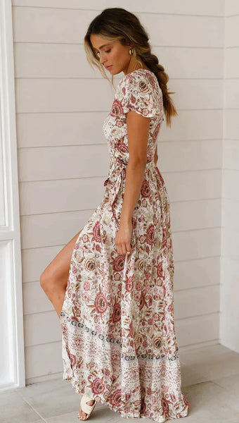 Myah - Vintage Görünümlü Uzun Maxi Elbise Yaz/Bahar İçin