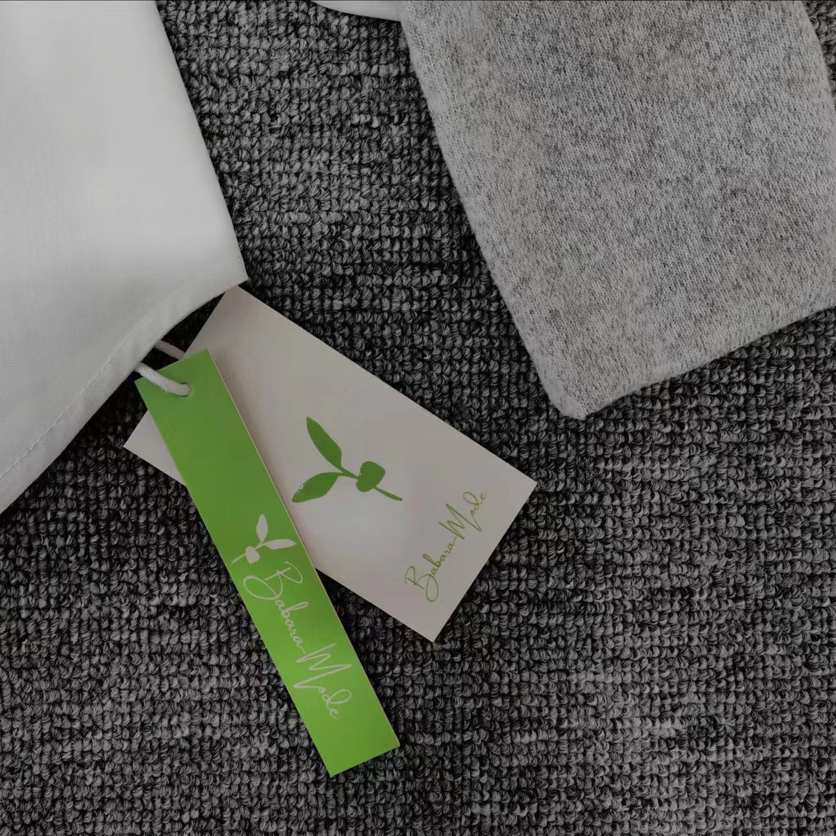 SpringStil® - Gri Triko Bluz Beyaz İki Katlı Kazak