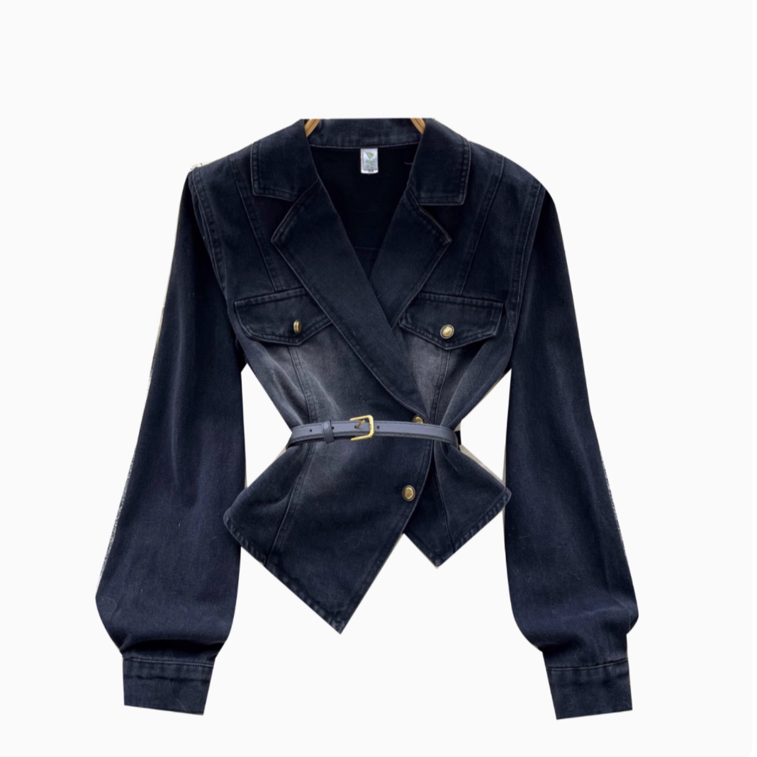 Düzensiz Tasarım Asimetrik Denim Gömlek