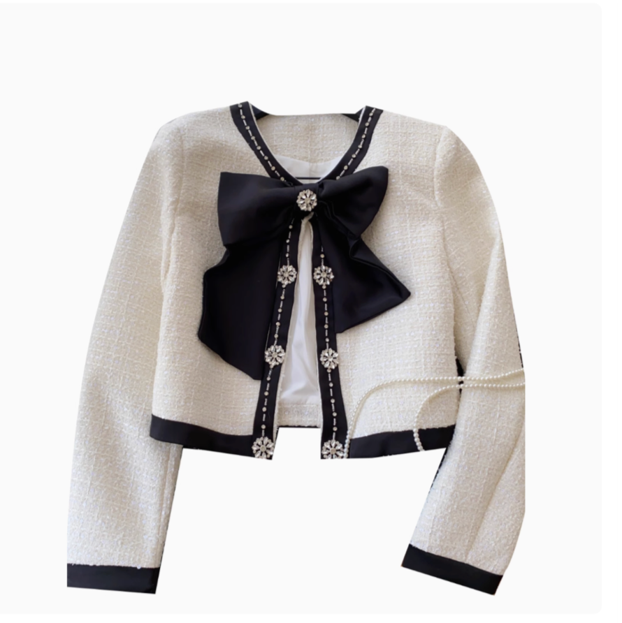 Premium Fiyonk Boncuklu Tweed Üst