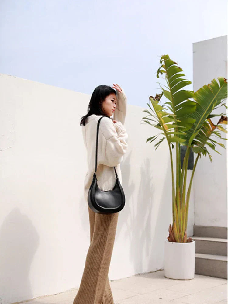 Yeni Vintage Omuz Çantası Kadınlar Büyük Omuz Çantası Moda Gerçek Deri El Çantası Moda Lüks Tasarım Sırt Çantası