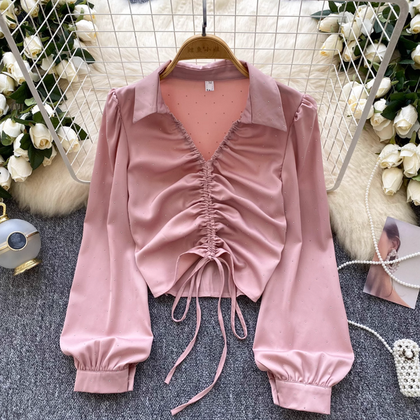 Niş Çekmeli Rhinestone Boncuklu Gömlek