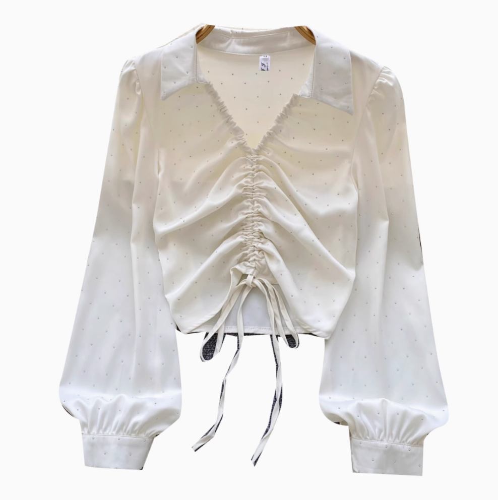 Niş Çekmeli Rhinestone Boncuklu Gömlek