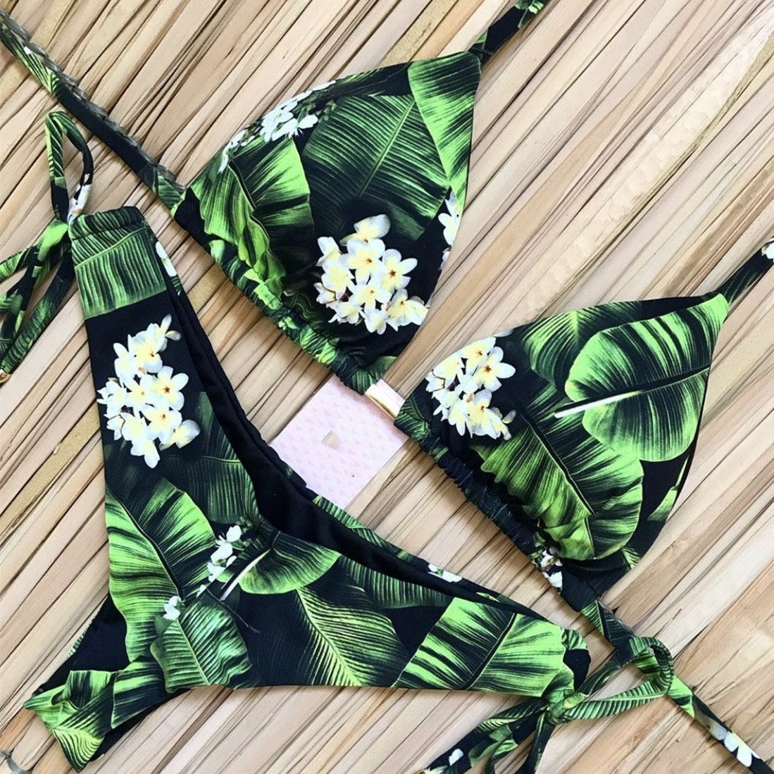 Renkli Baskılı Bağcıklı Bikini