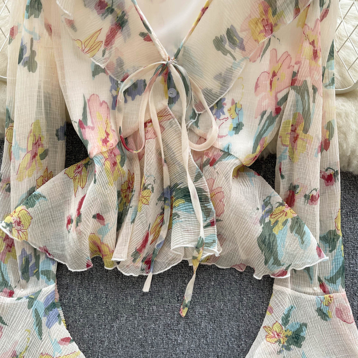 Tatlı Fırfırlı Kol Chiffon Bluz