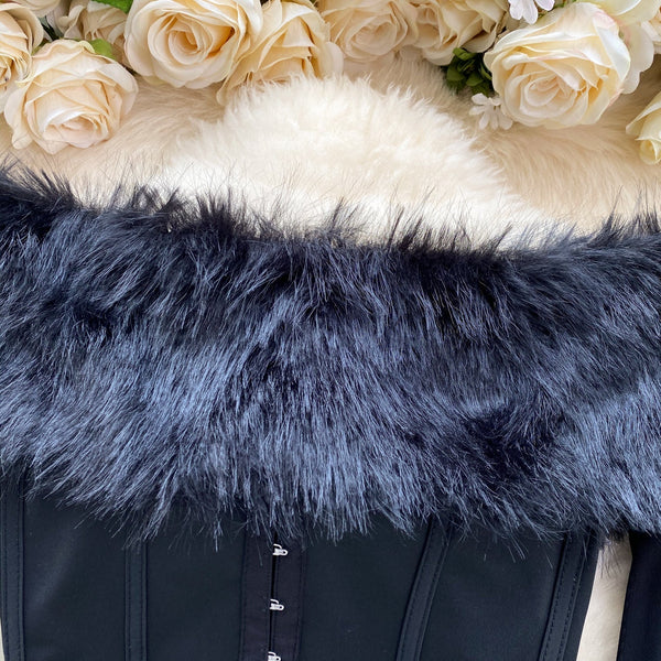 Kabarık Manşet Off-shoulder Siyah Üst