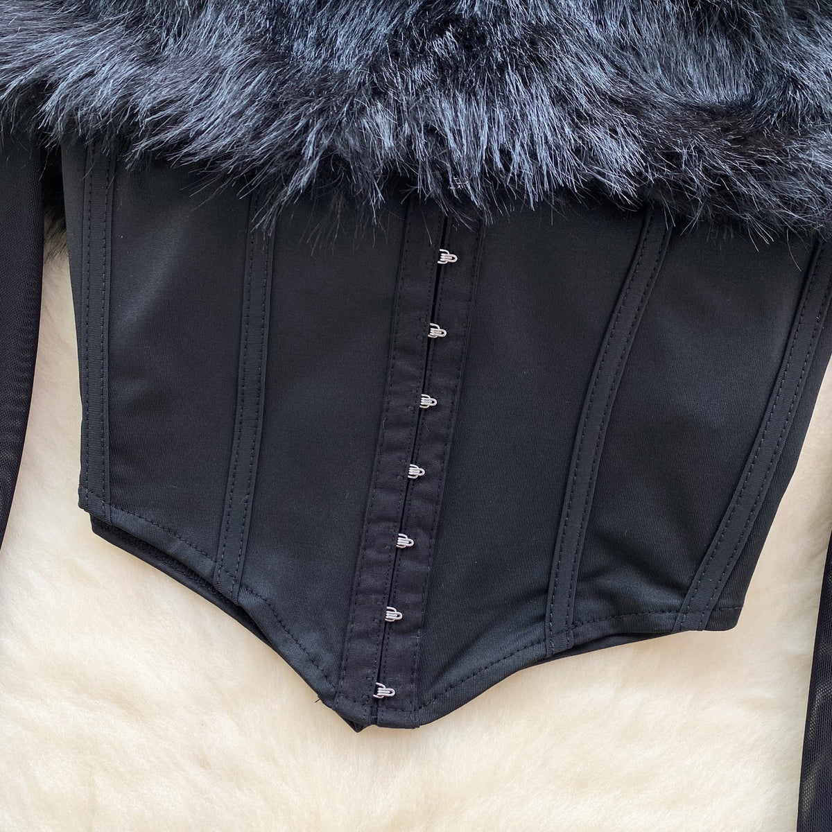 Kabarık Manşet Off-shoulder Siyah Üst