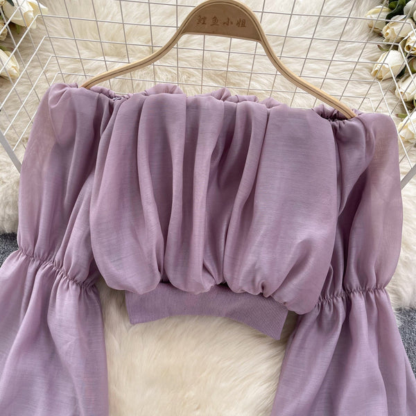 Seksiy Off-shoulder Volanlı Şifon Bluz