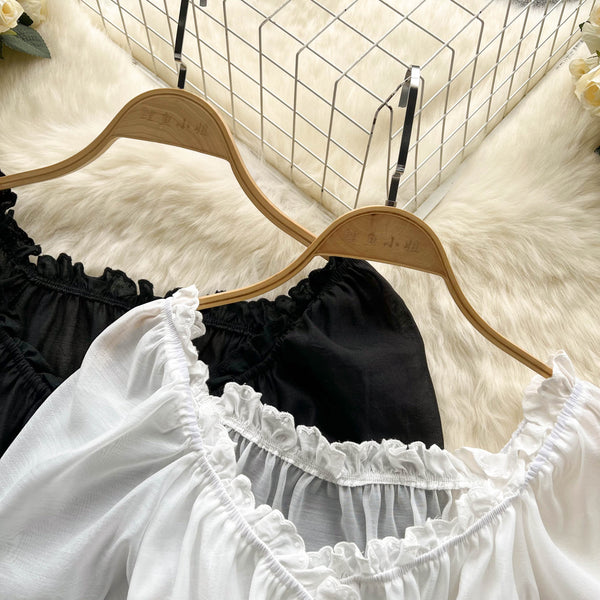 Niş Midriff Açık Ruffled Üst