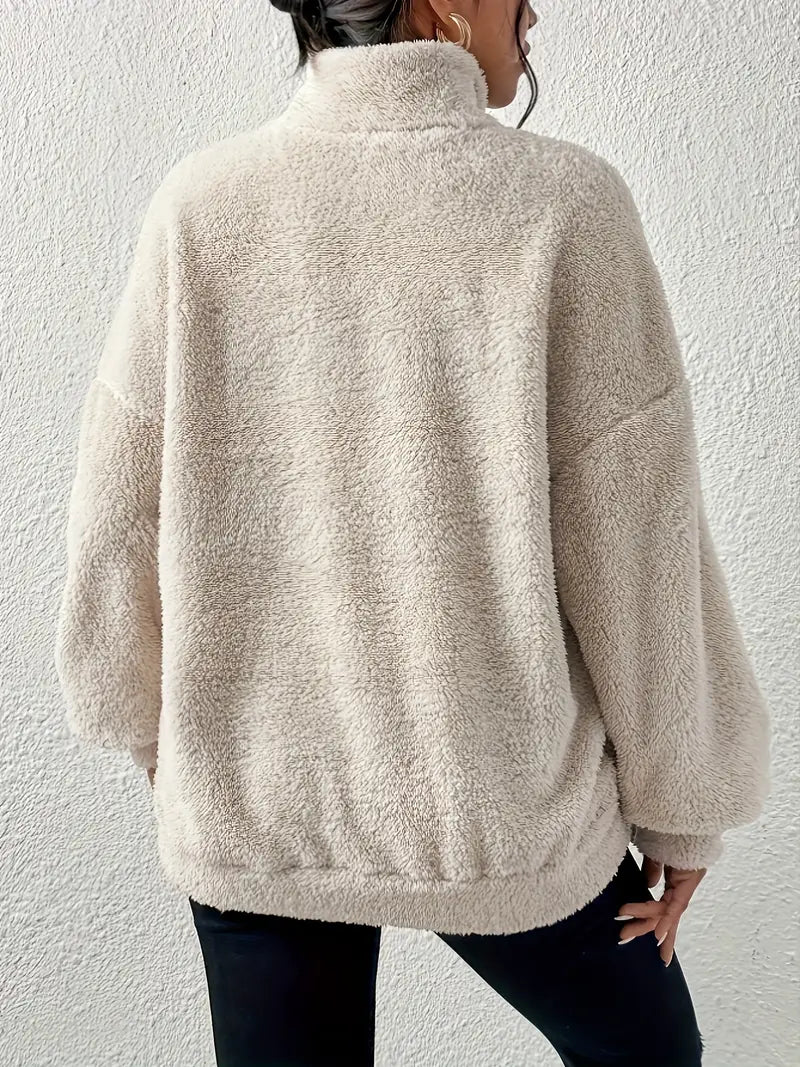 Teddy-Sweatshirt Fermuarlı