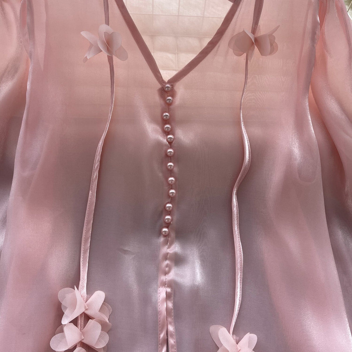 Kurumsal Dantel Saten Gömlek Ribbons ile