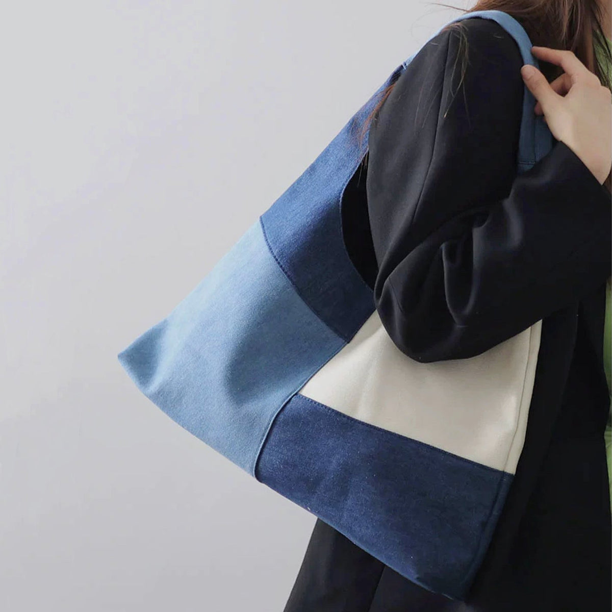 Patchwork-Denim-Alışveriş Çantası