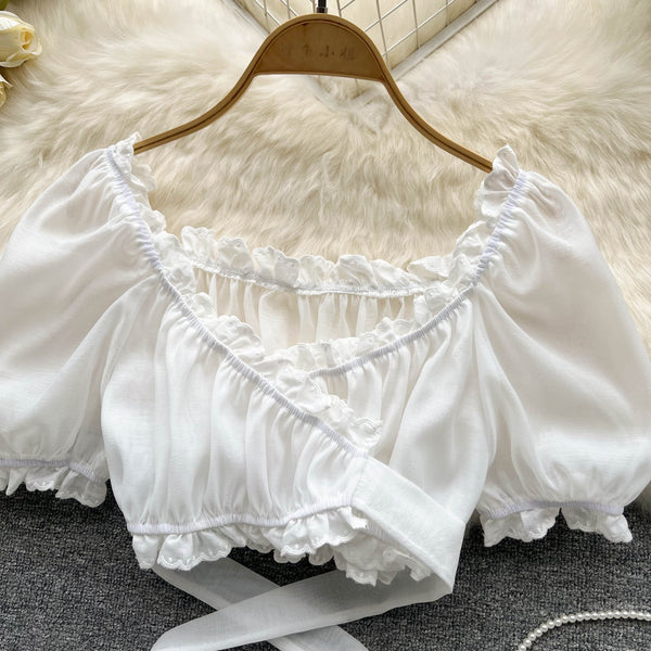 Niş Midriff Açık Ruffled Üst