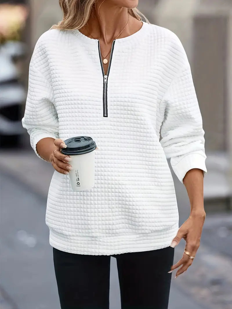 Audrey – bahar için yarım fermuarlı rahat uzun kollu sweatshirt