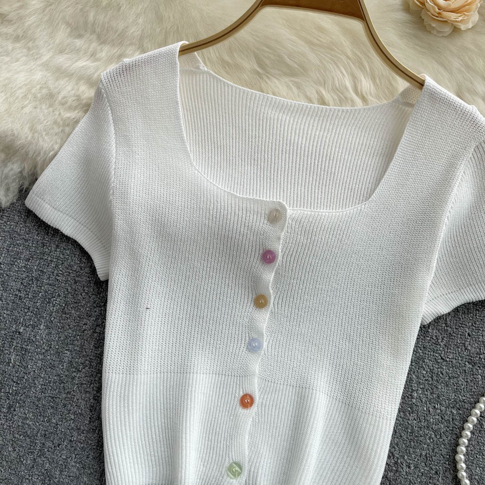 Kısa Kollu Düz Renk Esnek T-shirt