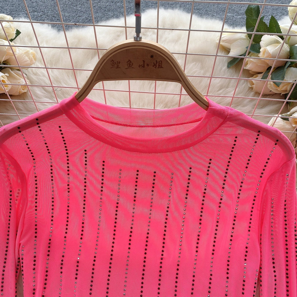 Rhinestone Taşlı Mesh Alt Tişört