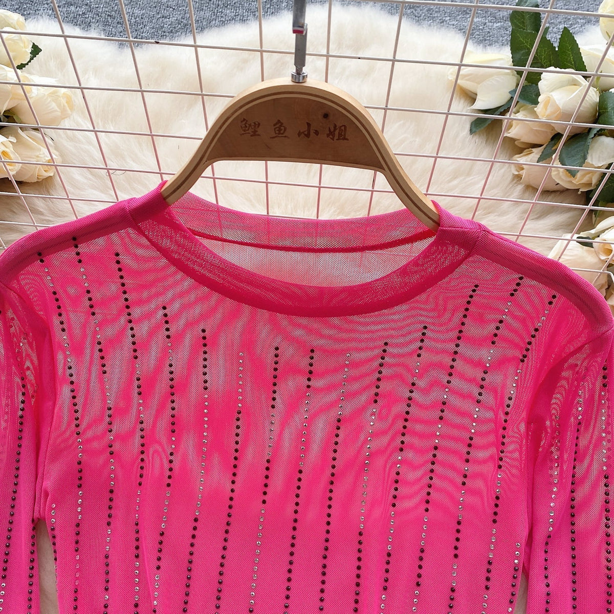 Rhinestone Taşlı Mesh Alt Tişört