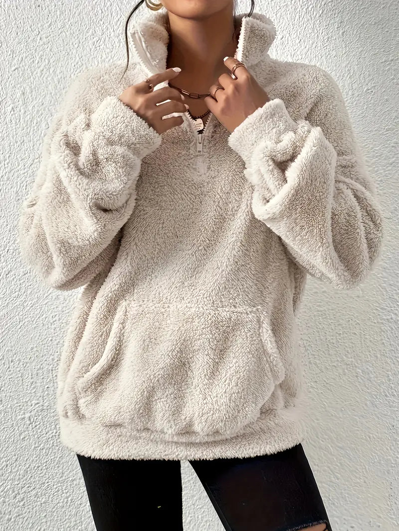 Teddy-Sweatshirt Fermuarlı