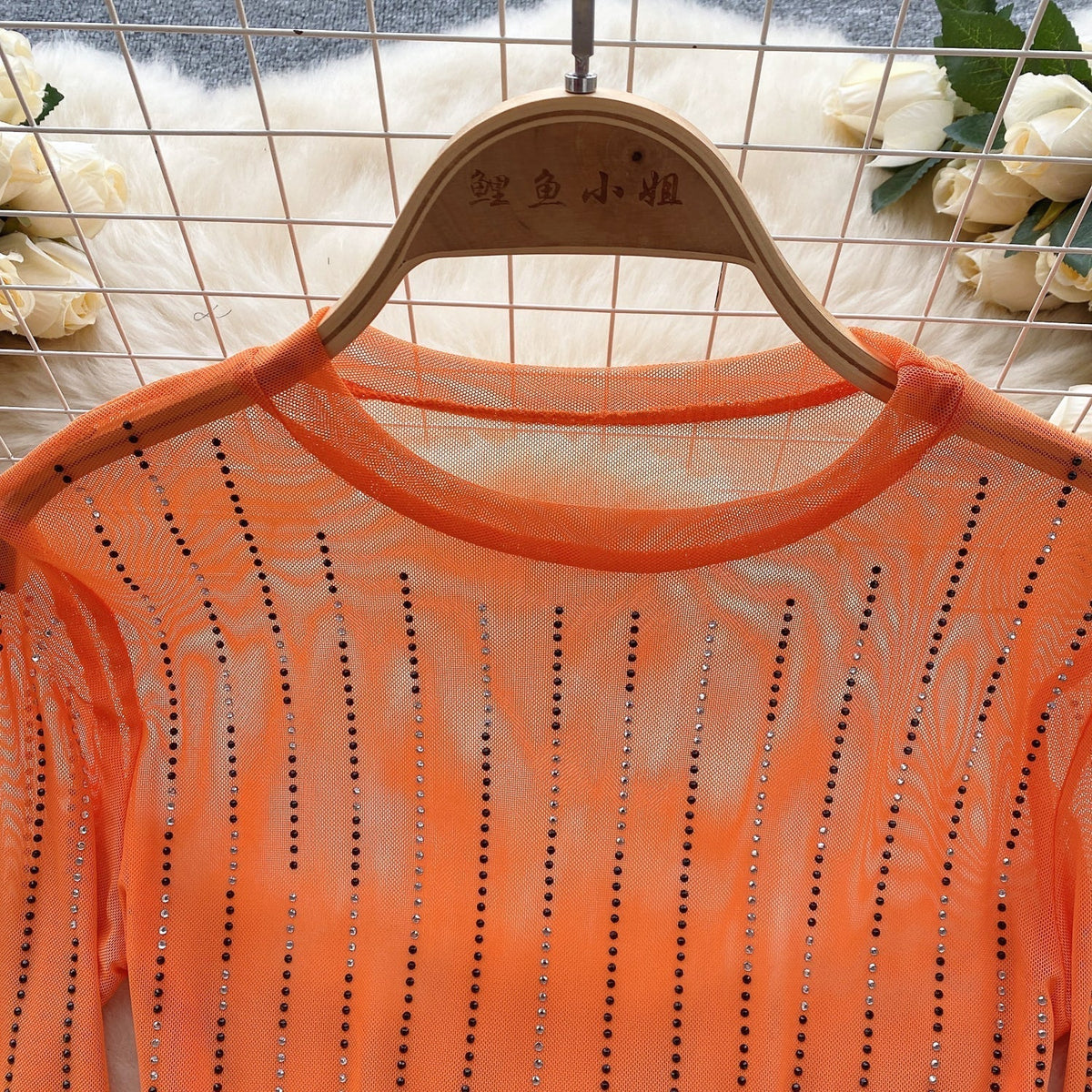 Rhinestone Taşlı Mesh Alt Tişört