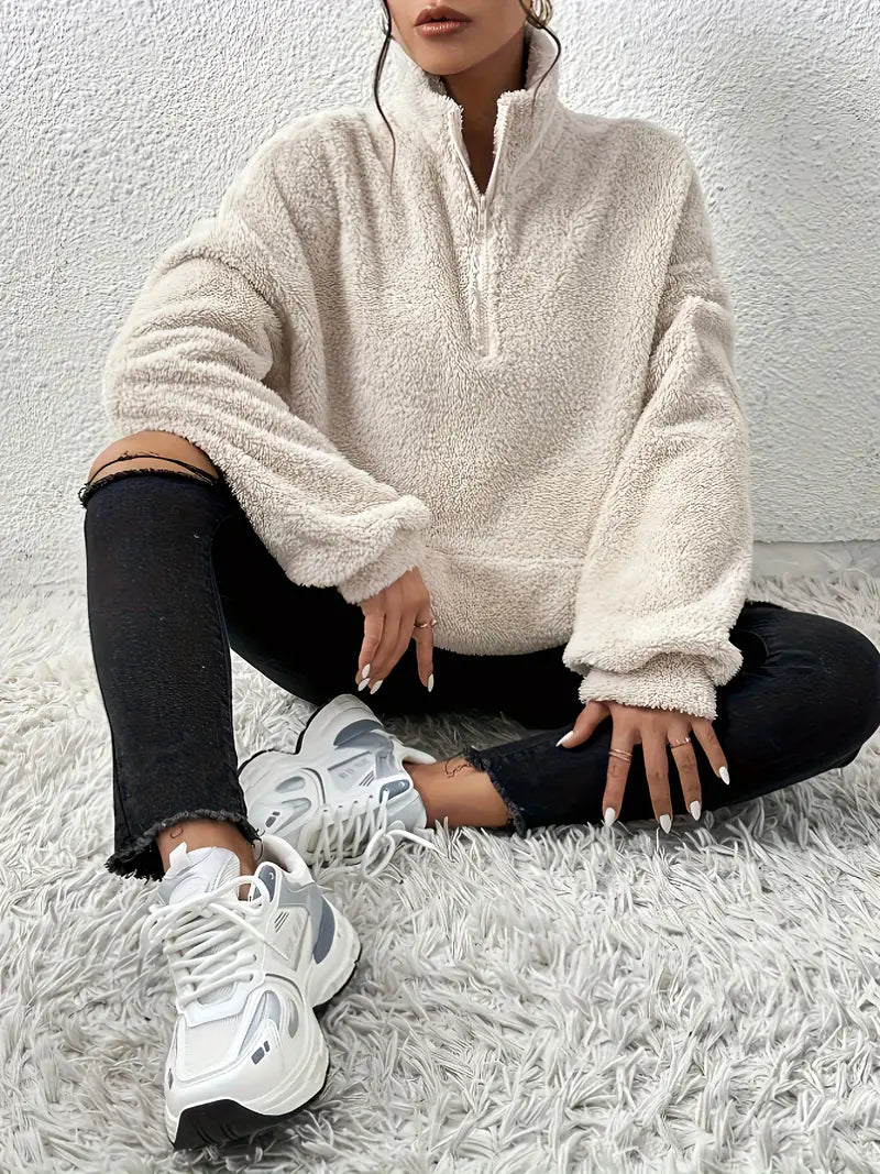 Teddy-Sweatshirt Fermuarlı
