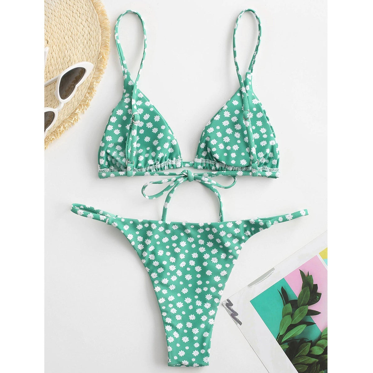 Vintage Baskılı Üç Parça Bikini