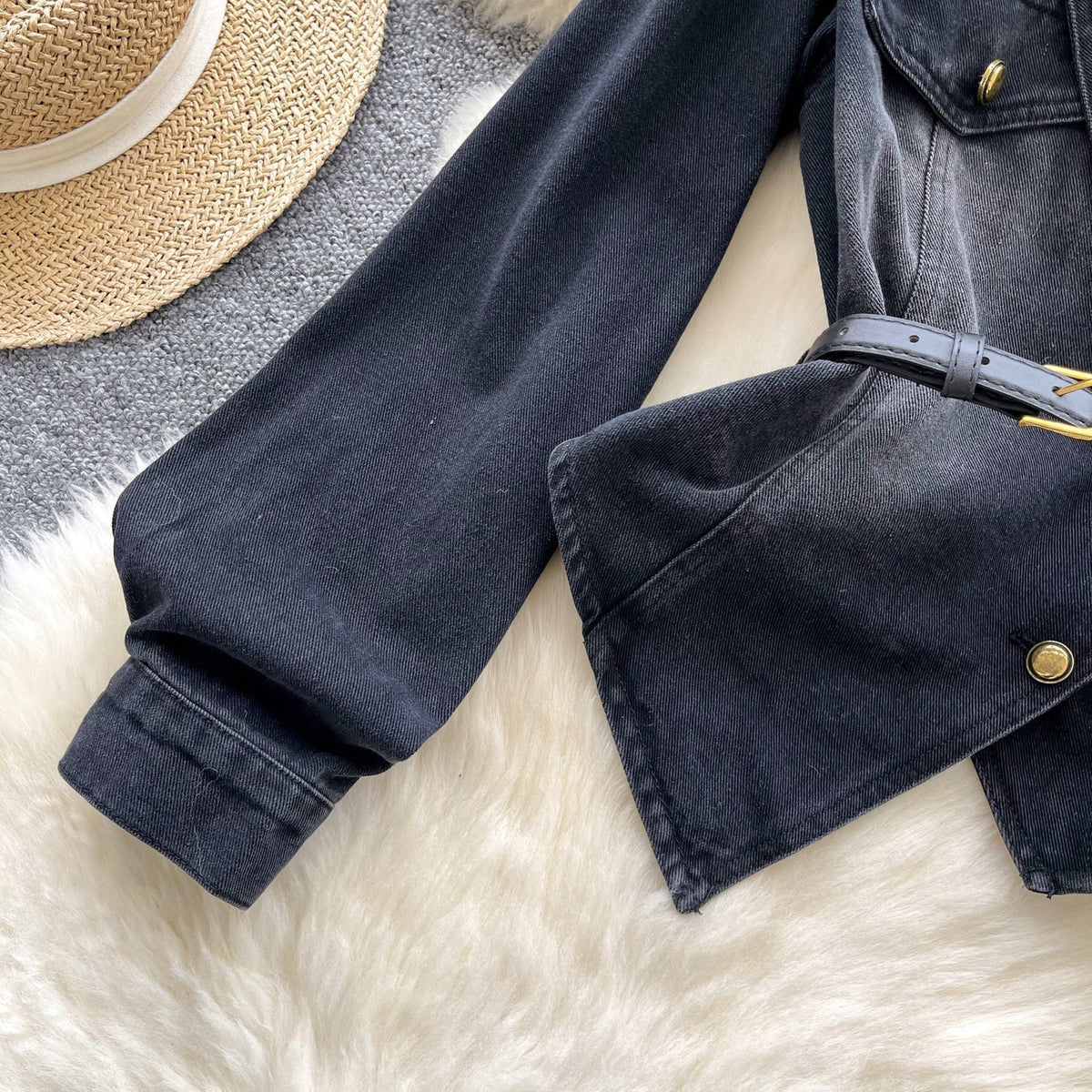 Düzensiz Tasarım Asimetrik Denim Gömlek
