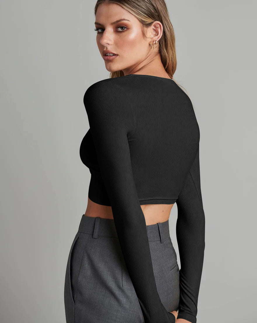Slim-fit Ribana Desenli Kısa Hırka