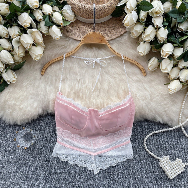 Sweetie Dantel Patchwork Halter Atlet