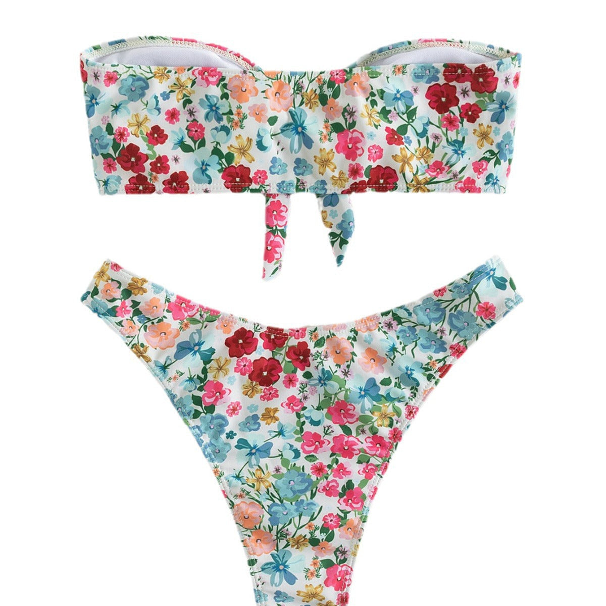 Çiçek Desenli Split Üçgen Spa Bikini