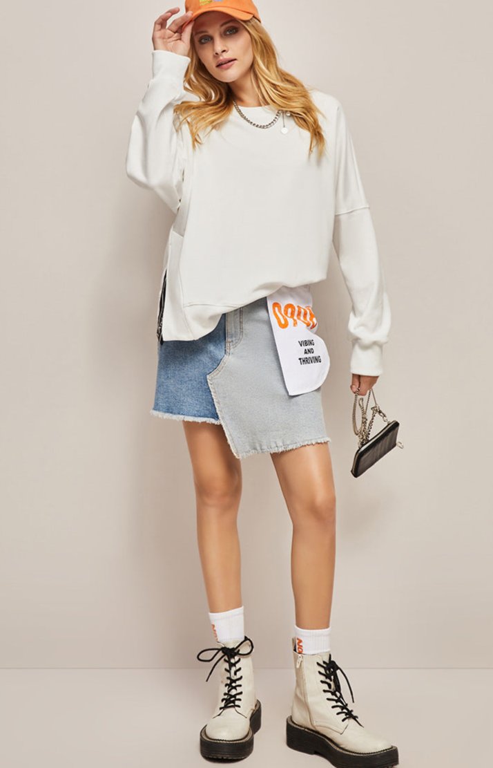 Yuvarlak Yaka Şeker Renkli Sweatshirt