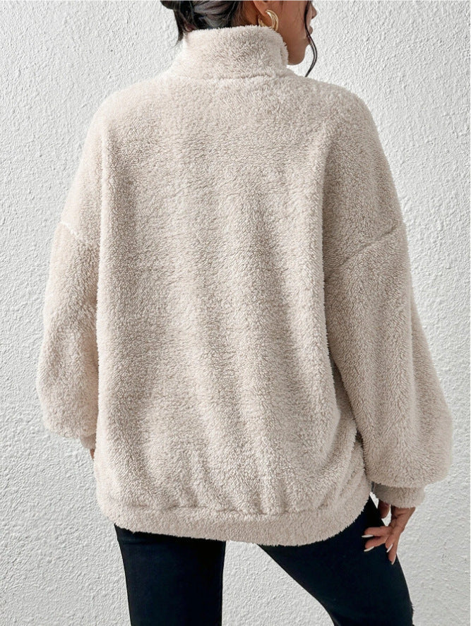 Yüksek Yaka Yumuşak Polar Sweatshirt