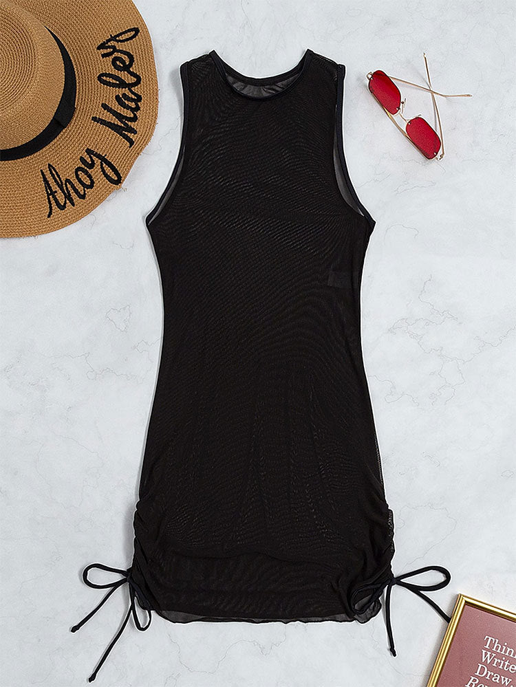 Ağ Sarma Elbise Plaj Kıyafeti Mayo Bikini