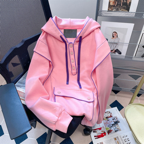 Niş Renk Bloklu Pembe Sweatshirt