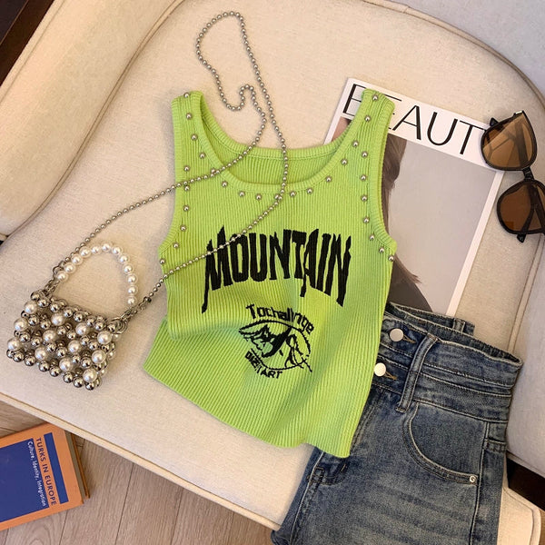 Şık Studlu Monogram Baskılı Atlet