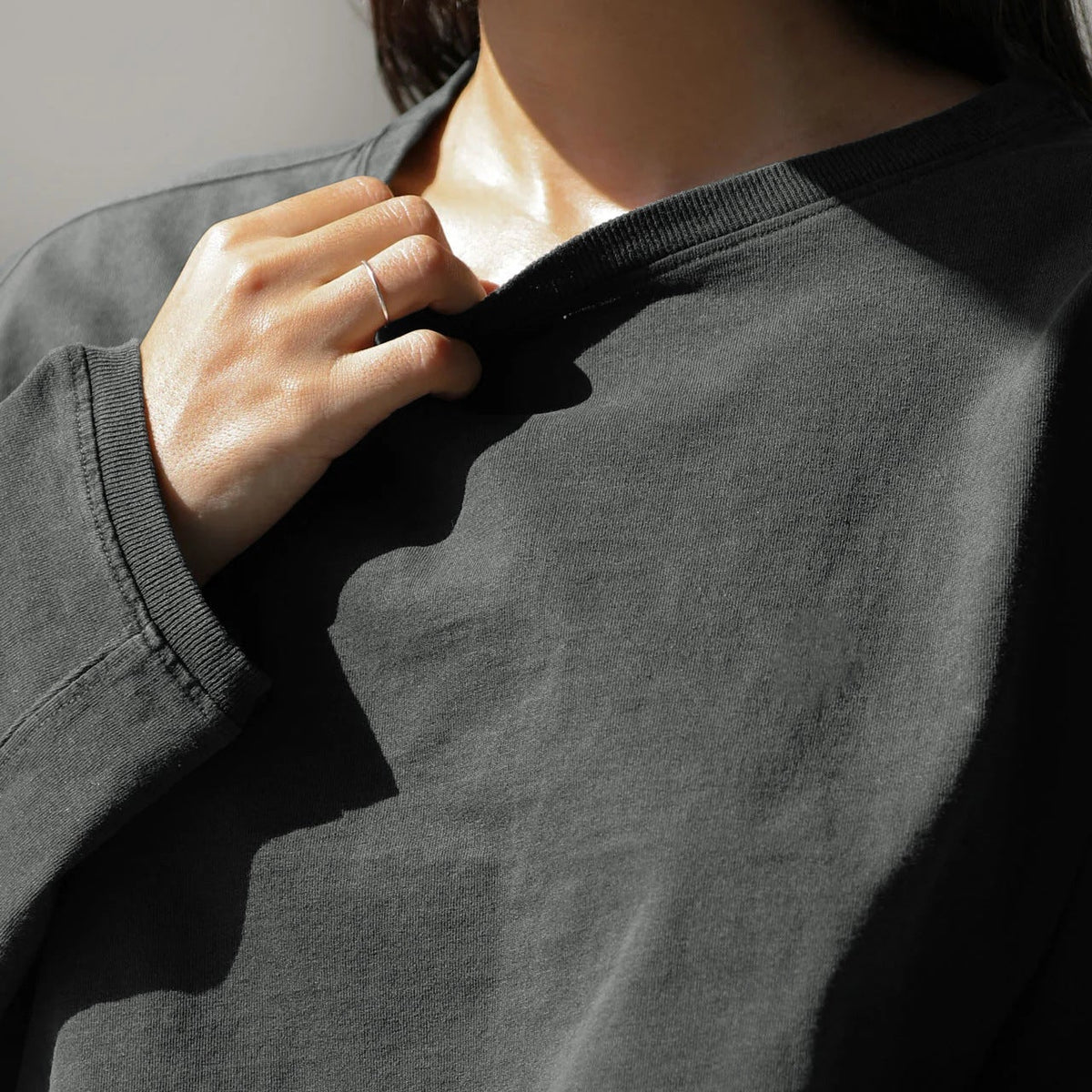 Karın Açık Oversize Örgü Sweatshirt
