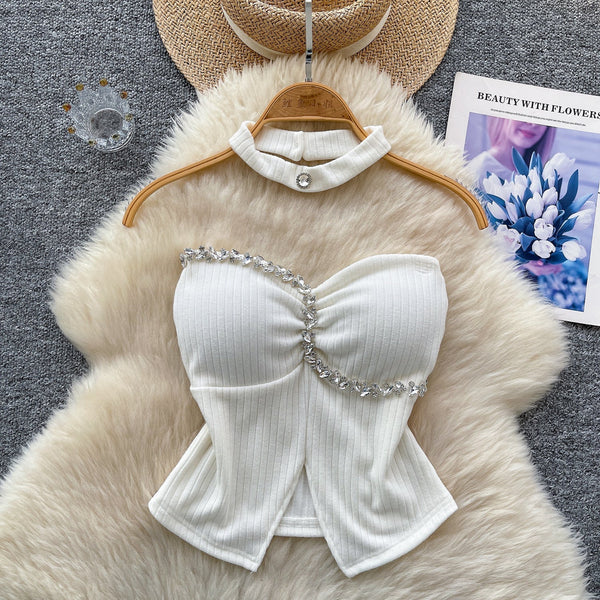 Boncuklu Yastıklı Üst ve Choker