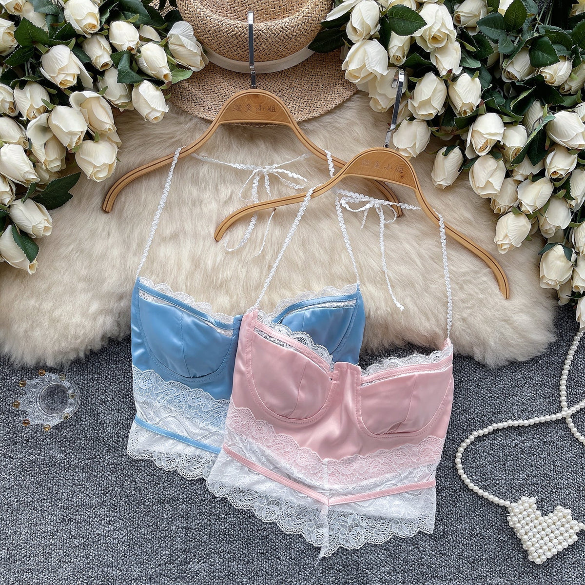 Sweetie Dantel Patchwork Halter Atlet
