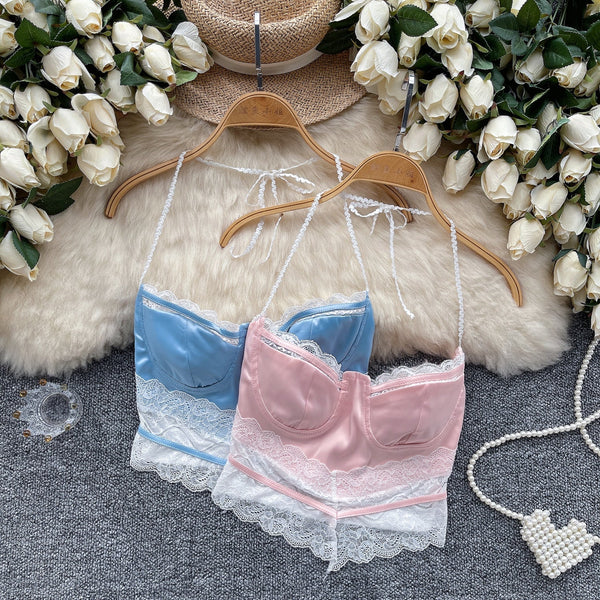 Sweetie Dantel Patchwork Halter Atlet