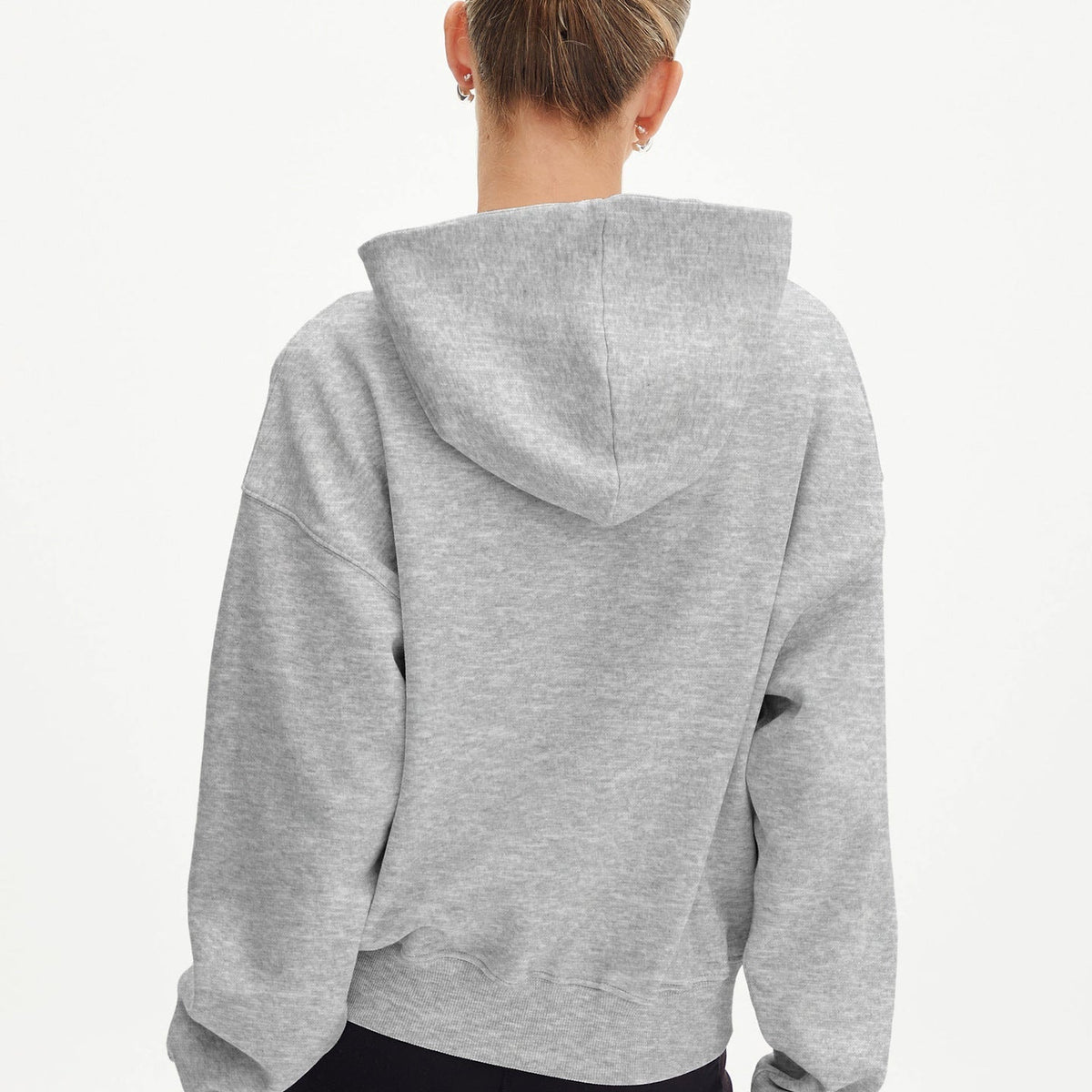 Moda Yarım Fermuarlı Kapüşonlu Sweatshirt