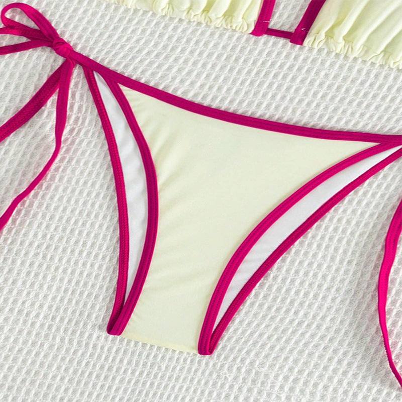 Renkli Seksi Yırtık Bikini Mayo